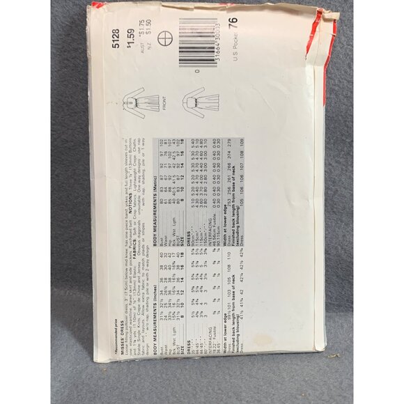 Vintage 80s Misses See & Sew 5128 Dress Pattern Size 14-16-18 - Picture 2 of 2